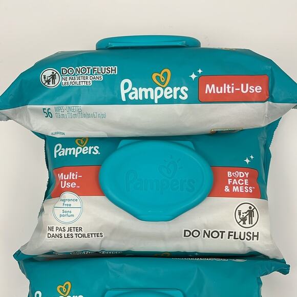 Pampers Multi-Use Baby Wipes 56 Ct Bundle of 3 Pop Top Packs Fragrance Free - Picture 4 of 6